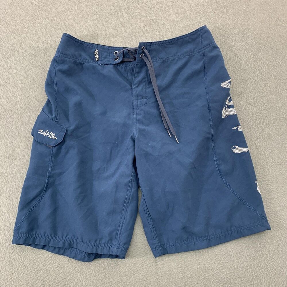 Salt Life Board Shorts Mens 30 Blue Skull Swim Trunks Quick Dry SLX-QD Beach